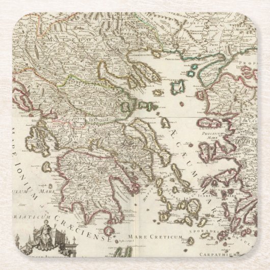 バルカン半島、ギリシャ、マケドニア スクエアペーパーコースター (正面)