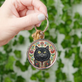 バルカン民芸 黒猫 キーホルダー (手)
