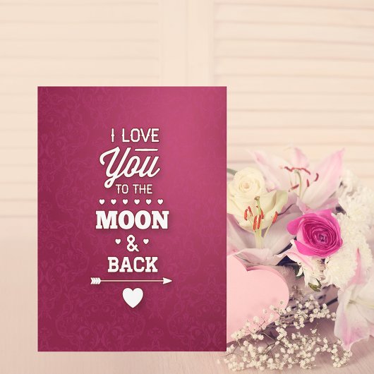 バルガンディ·ダマスク·抽象芸術·バレンタイン シーズンカード