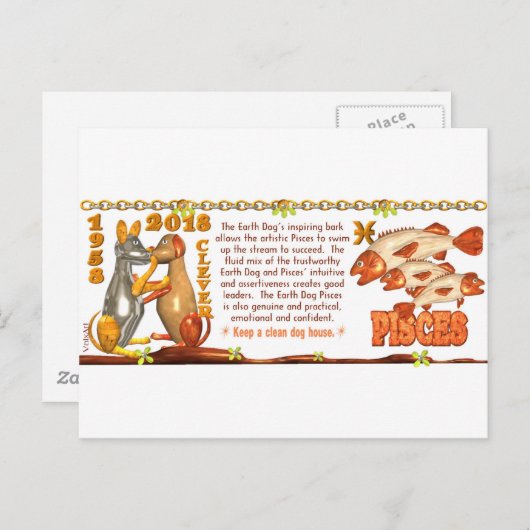 バルクアート〔占星術の〕十二宮図アースドッグピ生まれス1958 2018 ポストカード (正面/裏面)