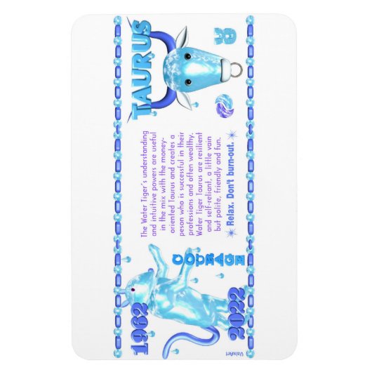 バルクサルト1962 2022ウォータータイガー〔占星術の〕十二宮図タウタス マグネット (縦)