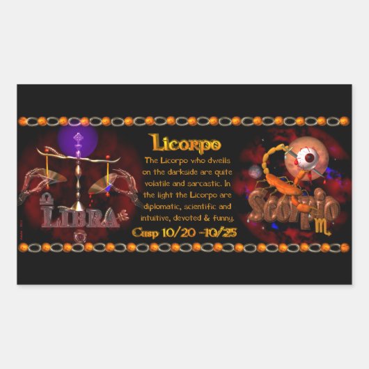 バルクサートゴシック〔占星術の〕十二宮図リブラ蠍座cusp 長方形シール (正面)