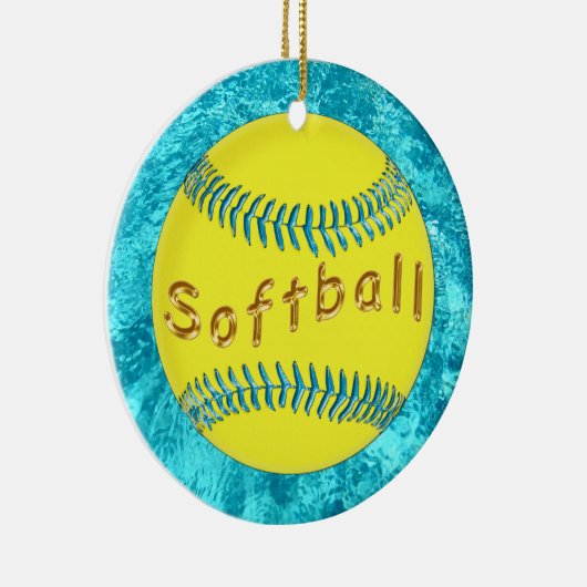 バルクソフトボールはかわいくフェイクなターコイズガラスを飾ります セラミックオーナメント (右)