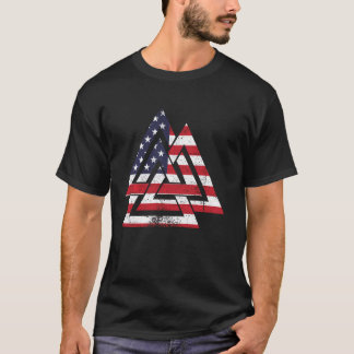 バルクナットシンボルアメリカアメリカ国旗の愛国的バイキングW Tシャツ