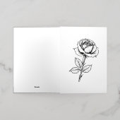 バルクホワイトローズラインアート 箔グリーティングカード (外側レイダウン)