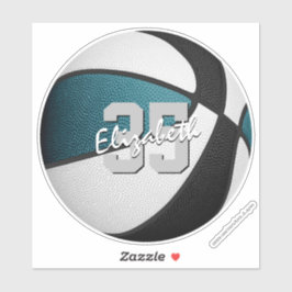 バルク注文または買独身のティール(緑がかった色)ブラックバスケットボール シール