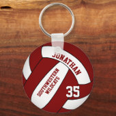 バルク注文ま買たは1マルーン白バレーボール キーホルダー (正面)
