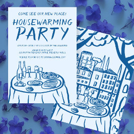 バルコニーお洒落アパートメントカスタム引っ越し祝いパーティー 招待状