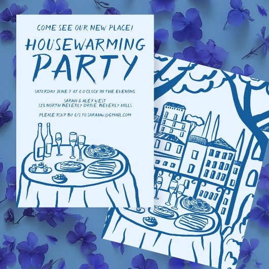 バルコニーお洒落アパートメントカスタム引っ越し祝いパーティー 招待状