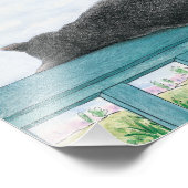 バルコニーで眠っている猫をクレイマーにする フォトプリント (角)