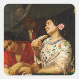 バルコニーで, 1873 by Mary Cassatt スクエアシール