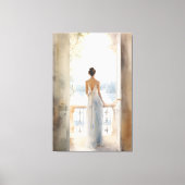 バルコニーのセレニティ：水彩シービュー キャンバスプリント (正面)