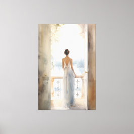 バルコニーのセレニティ：水彩シービュー キャンバスプリント