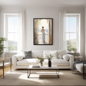 バルコニーのセレニティ：水彩シービュー ポスター