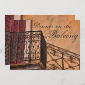 バルコニーのフランス人のスタイルの夏の夕食 招待状 (正面/裏面)