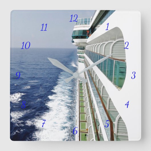 バルコニーの列の時間 スクエア壁時計 (正面)