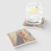 バルコニーの恋人(w/c紙で) ストーンコースター (横)