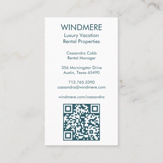 バルコニーバケーションレンタル不動産仲介業者QRアートから表示 名刺 (裏面)