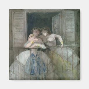 バルコニー1855-60年の女の子 マグネット