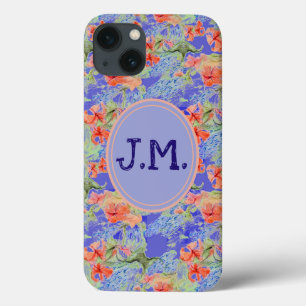 バルサムとロベリアの花とイニシャル iPhone 13ケース