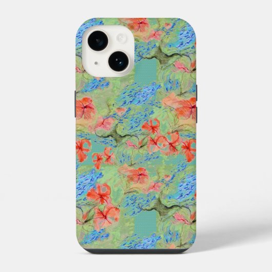 バルサムとロベリアの花 iPhoneケース (裏面)