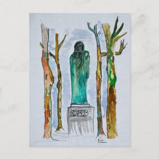 バルザック像byロダン |フランス，パリ ポストカード (正面)