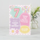 バルス名門私立校風のティパステルパッチ7誕生日 招待状 (スタンド正面)