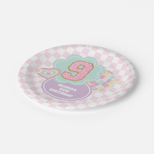 バルス名門私立校風のティパステルパッチ9誕生日 ペーパープレート (アングル)