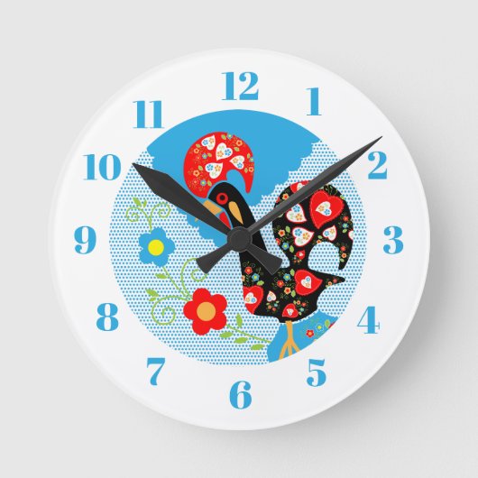 バルセロスのポルトガル人の雄鶏 ラウンド壁時計 (正面)