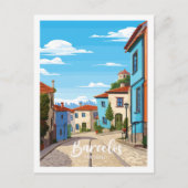 バルセロスポルトガルヴィンテージ旅行イラストレーション ポストカード (正面)
