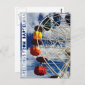 バルセロナからのご挨拶、フェリス・ホイー付きポストカード ポストカード (正面/裏面)