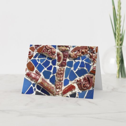 バルセロナからのハートのタイル カード (正面)