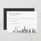 バルセロナでの結婚式 | スタイライズされたスカイライン 返信 (正面/裏面)