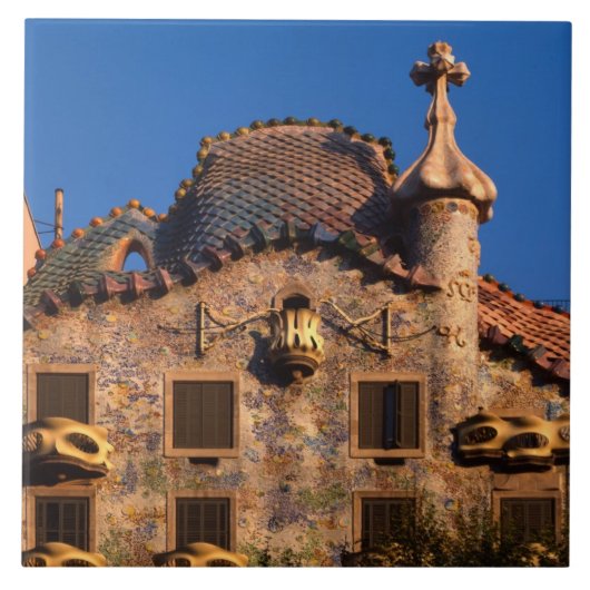 バルセロナのガウディ建築カーサバティロ タイル (正面)