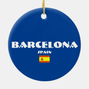 バルセロナのサッカーの楕円形のクリスマスオーナメント セラミックオーナメント