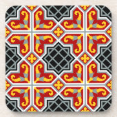 バルセロナのタイルの赤い八角形パターン コースター (正面)