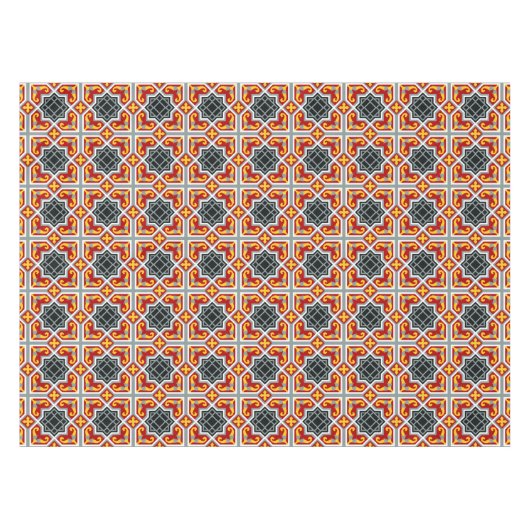 バルセロナのタイルの赤い八角形パターン テーブルクロス (正面(横))