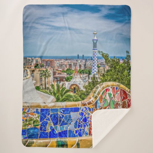 バルセロナのユニークなぼろぼろのシックなモダン シェルパブランケット (正面)