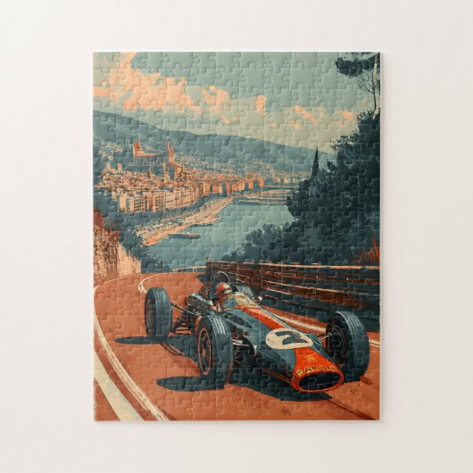 バルセロナのヴィンテージレーシングカー ジグソーパズル (縦)