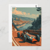 バルセロナのヴィンテージレーシングカー ポストカード (正面/裏面)