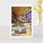 バルセロナの中央市場での菓子店 カード (黄色い花)