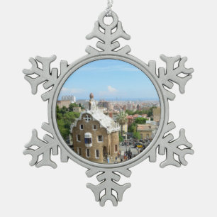 バルセロナの公園Guell スノーフレークピューターオーナメント