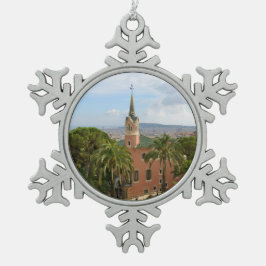 バルセロナの公園Guell スノーフレークピューターオーナメント