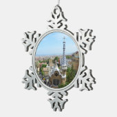バルセロナの公園Guell スノーフレークピューターオーナメント (右)