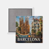 🧲 バルセロナの名所の旅の思い出 スペイン 🏛️ マグネット (正面/裏面)