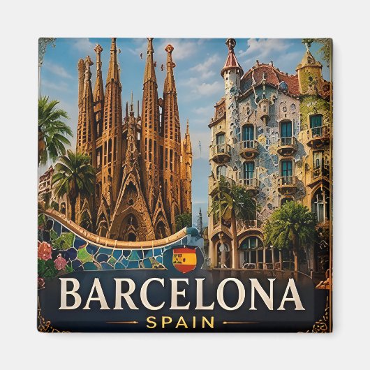 🧲 バルセロナの名所の旅の思い出 スペイン 🏛️ マグネット (正面)