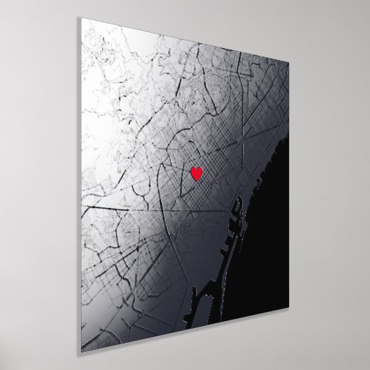 バルセロナの地図,スペインのモダンクエレガントラス・ギフト 箔ポスター (レイダウン)