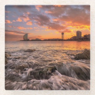 バルセロナの日没 ガラスコースター