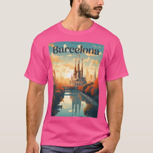 バルセロナの街を訪れる1 Tシャツ (正面)