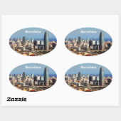 バルセロナの街並 楕円形シール (シート)
